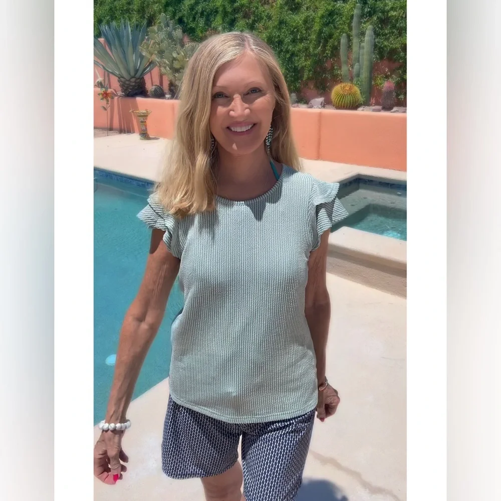 NWT Striped Green Top-S - Picture 8 of 17